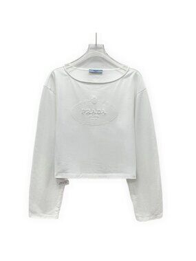 Prada 2023 collection white cotton long-sleeve T-shirt